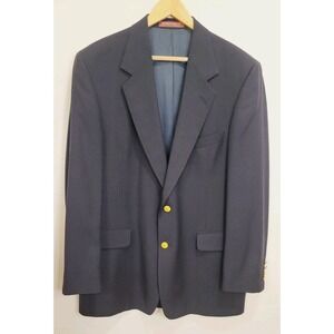 Vintage Nordstrom Mens Blazer‎ Sport Coat Gold Button Jacket Size 44L Wool Navy